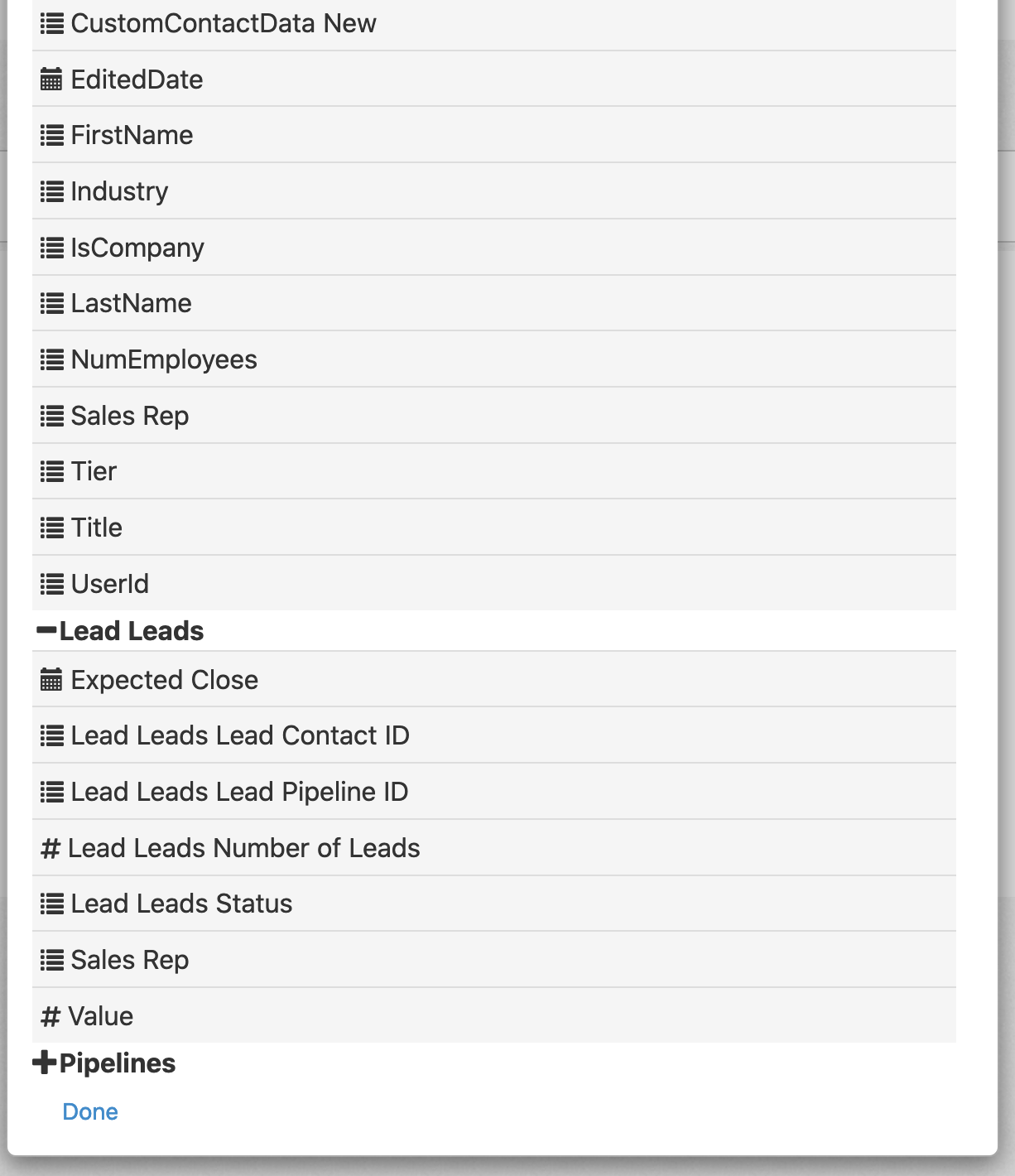 Field Selection